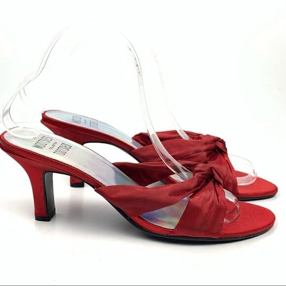Mooties Tootsies collection heels size 7.5 deep crimson red satin formal - Picture 1 of 12